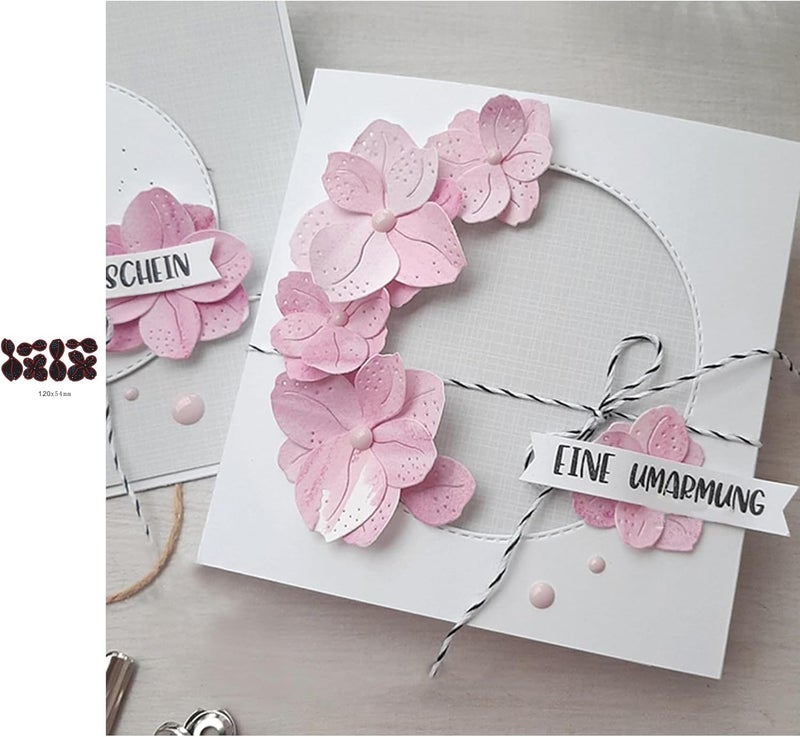 Lapoo 3D Backgrounds Frame Metal Cutting Die for Scrapbooking, New Cutting Dies DIY Album Card Making Decor Paper Craft Metal Die Cuts Party Wedding Decorations (Flower E 4.7 x 2.4 in) - Image 2